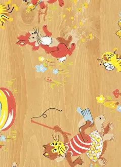 Wood Grain Prints: Baby animal pattern