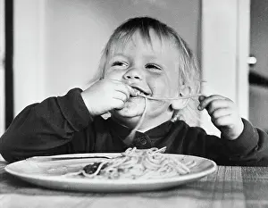 Fingers Prints: Baby Girl Eating Spaghetti