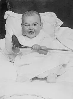 Infancy Prints: Baby Girl Holding a Golf Club