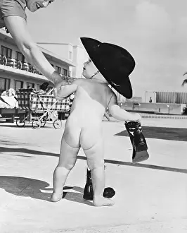 Baby Girl Prints: Baby Girl Wearing a Cowboy Hat