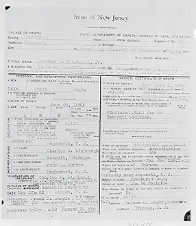 Baby Lindbergh's Death Certificate
