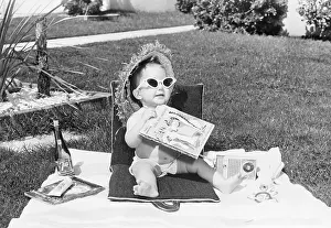 Yard Prints: Baby Sunbathing on Lawn