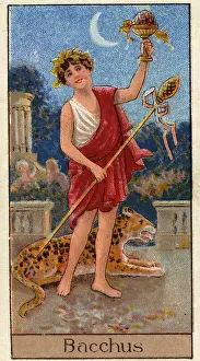Bacchus, Vintage Cigarette Card, Mythological Gods and Goddesses series, 1924