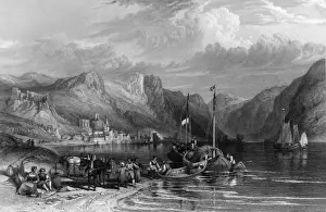 Prints of The town of Bacharach in Germany. One of the Rhenish towns that joined the League of the Rhine in 1254, a political and economic union which stretched from Lubeck to Zurich Heritage Images Prints: Bacharach Town