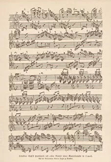 Bachs manuscript, Fantasia and Fugue for keyboard, facsimile, published 1885