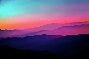 Background Abstract Misty Mountain Range Colourful Wallpaper Digital Art Gradiant Pastel Dramatic Backdrop