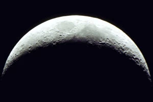 Lunar Gallery: background, black, craters, crescent, galaxy, lunar, lunar, moon, outer space, planet