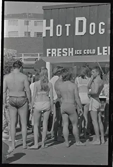 Backview of Beach Goers at Muscle Beach