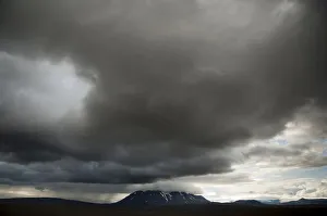 Images Dated 19th August 2011: Bad weather, view towards snow-covered mountains and Langjoekull Glacier