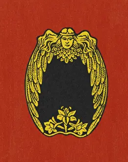 Red Background Prints: Badge on a Red Background