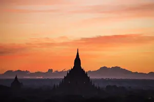 Bagan temple landscape on sunrise. Burma
