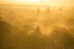 Bagan temple landscape on sunrise. Burma