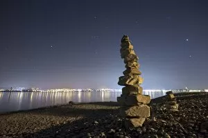 Images Dated 21st March 2012: Balanced rock at the lakeside, Lake Constance, Baden-Wurttemberg, Germany