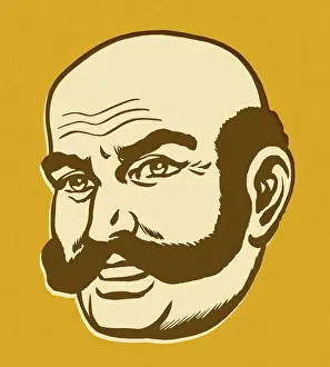 Macho Prints: Bald Man With Crazy Mustache