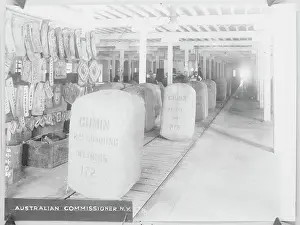 Conveyor Belt Prints: Bales of Wool on Wood Conveyor