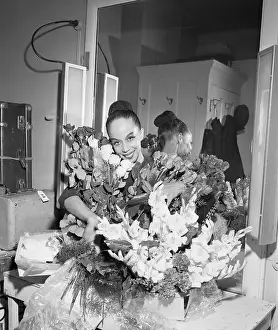 Librettist Prints: Ballerina Janet Collins in Dressing Room with Flowers