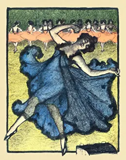 Ballet dancer dancing on stage ballet in ballroom art nouveau 1897