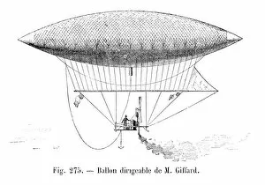 Images Dated 16th March 2017: Balloon dirigible of Giffard engraving 1881