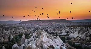 Anatolia Collection: Balloons flying over Cappadocia
