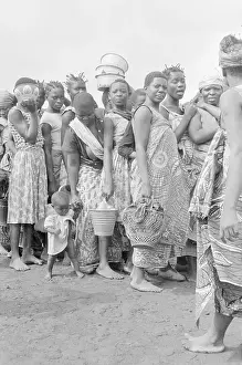 Elisabethville Prints: Baluba Tribeswomen Preparing to Receive Food Distribution