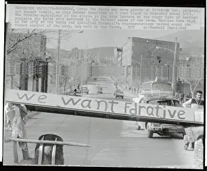 Banner Inscribed on Road Block in Sanadaj