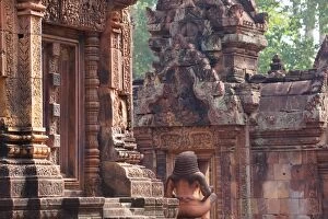 Images Dated 27th February 2016: Banteay Srei Ancient Temple in the forest background