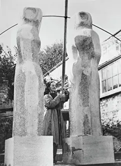 Barbara Hepworth Sculpting