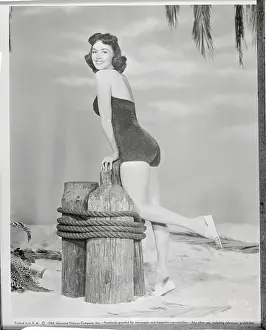 Barbara Rush Posing in Swimsuit Outside