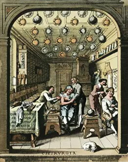 Surgery Prints: Barber-Surgeon In Office Bloodletting;Il