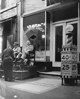 Barbershop Prints: Barbershop In Chatham Square, Ny