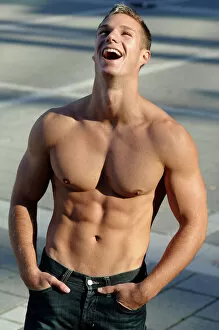 Human Gallery: Bare-chested man laughing