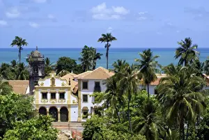 Brasil Prints: Baroque church and blue ocean, Olinda, Pernambuco, Brazil