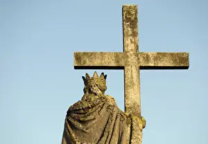 Statuary Prints: Baroque statue of Virgin Mary holding cross