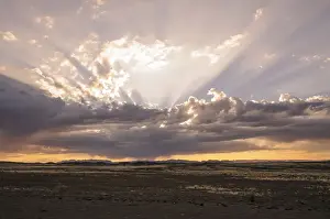 barren, color image, colour image, desert, dramatic sky, dune, elevated view, horizon over land