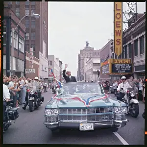 Barry Goldwater Waving from a Car
