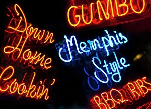 Images Dated 25th March 2010: bars, beale street, blues, city lights, color image, fluorescent light, horizontal