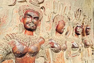 Bas relief carvings, Angkor Wat temple