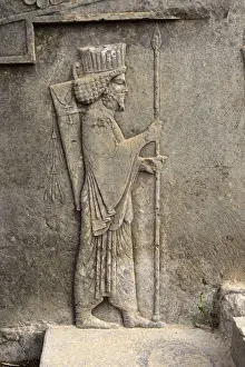 Persian Culture Prints: Bas-relief depicting a Persian guard