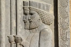 Persian Culture Prints: Bas-relief of two Persians guard, Persepolis