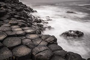Gunter Lenz Photography Gallery: Basaltic rocks on the shore with waves, Giants Causeway, Coleraine, Northern Ireland