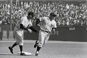 Frankie Crosetti Prints: Third Base Coach Frank Crosetti and Yogi Berra