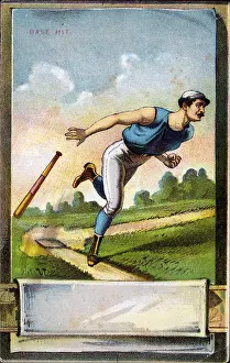 Prints of An unknown publisher issued a series of four baseball scorecards with litho covers, this one entitled Base Hit, printed 1880s in New York City. (Photo by Transcendental Graphics/Getty Images) Transcendental Graphics Prints: Base Hit Score Card