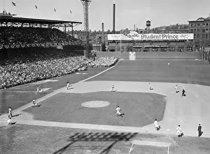 Cincinnati Prints: Basebal Player Rounds Third, Heads Home