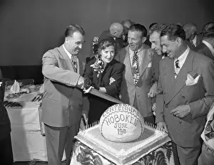 Ford C Prints: Baseball Anniversary Cake Being Sliced