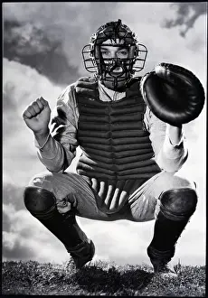 Squatting Prints: Baseball Catcher Awaiting the Ball