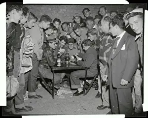 Baseball Fans Outside Playing Cards