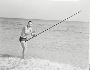 Baseball Favorite Bob Feller on the Beach