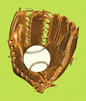 Csa Printstock Collection: Baseball Glove and Baseball