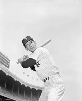Baseball Great Billy Martin in Batting Position