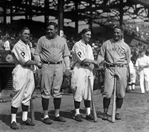 Lou Gehrig Prints: Baseball Greats Posing in Uniform at Stadium